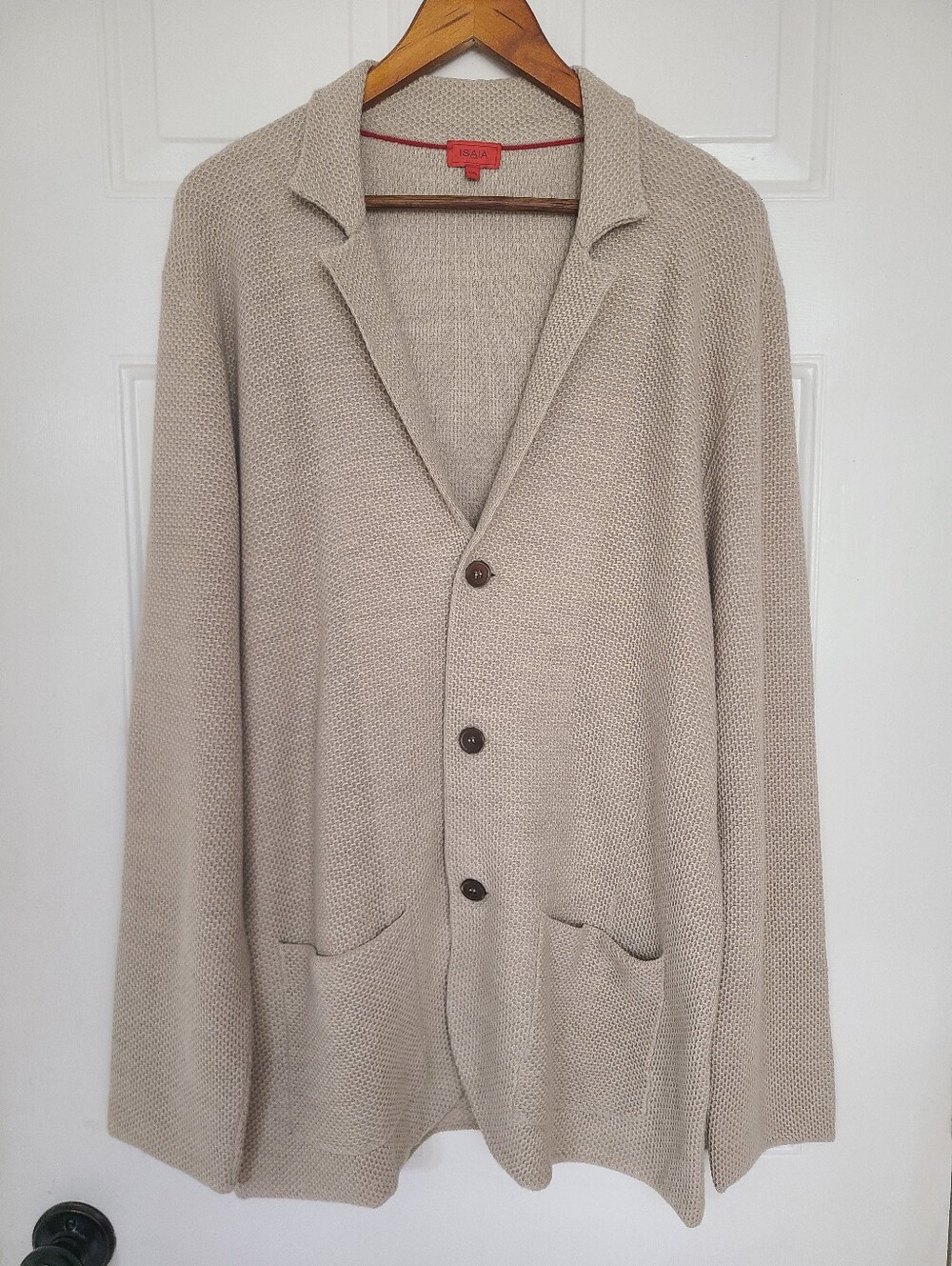ISAIA Men's 100% Wool Sweater Cardigan Blazer Jacket Size XXL Textured Knit EUC!